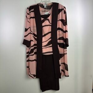 Anna Maxwell plus size 22W 2-piece Pantsuit Set Brown business church party